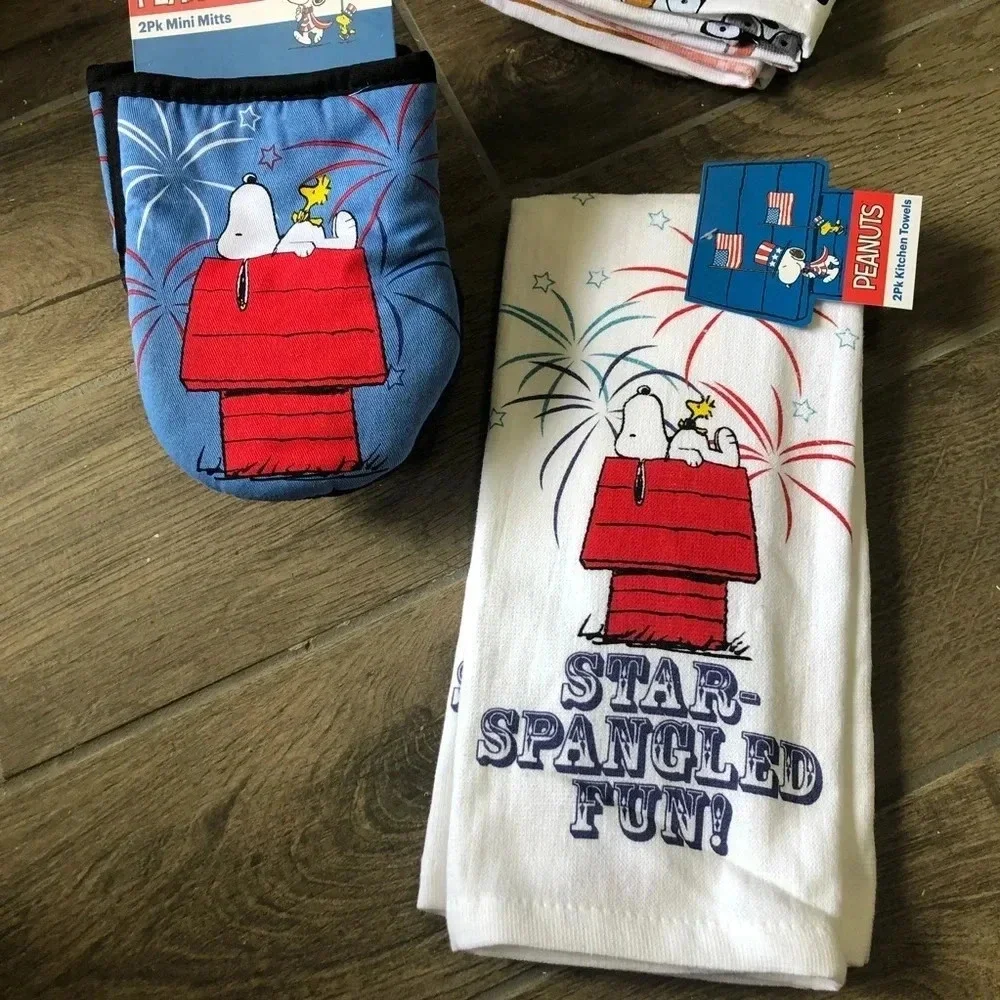 Peanuts snoopy kitchen set fireworks red white blue patriotic July 4th